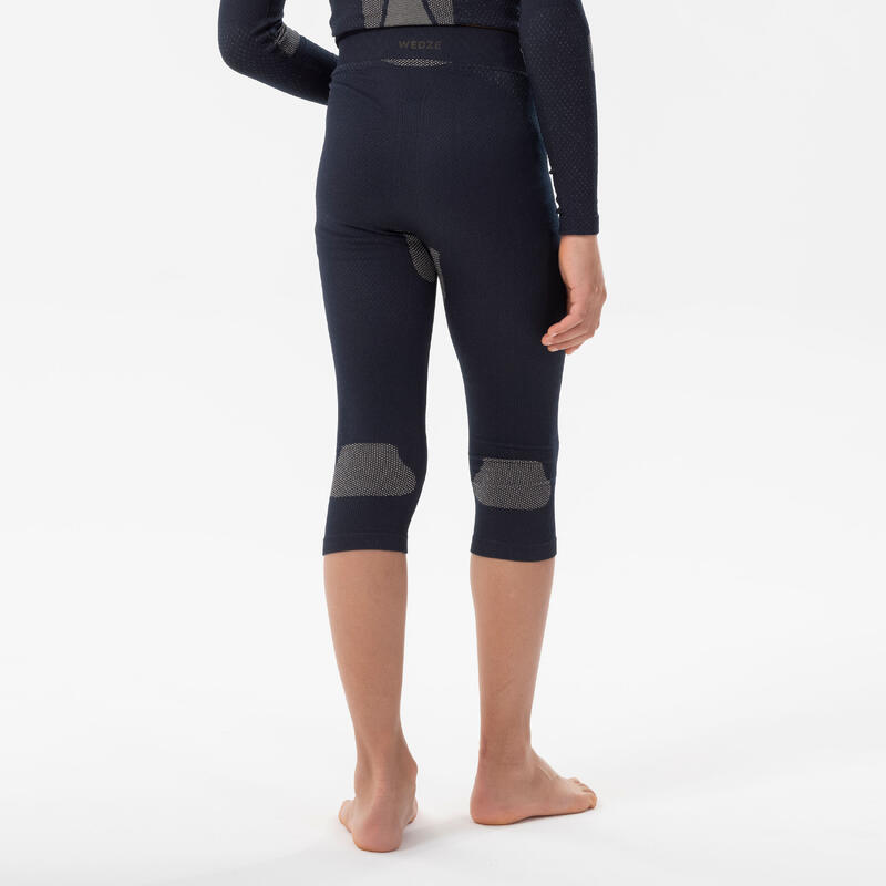 Kinderthermobroek voor skiën BL 500 seamless blauw/zandkleur