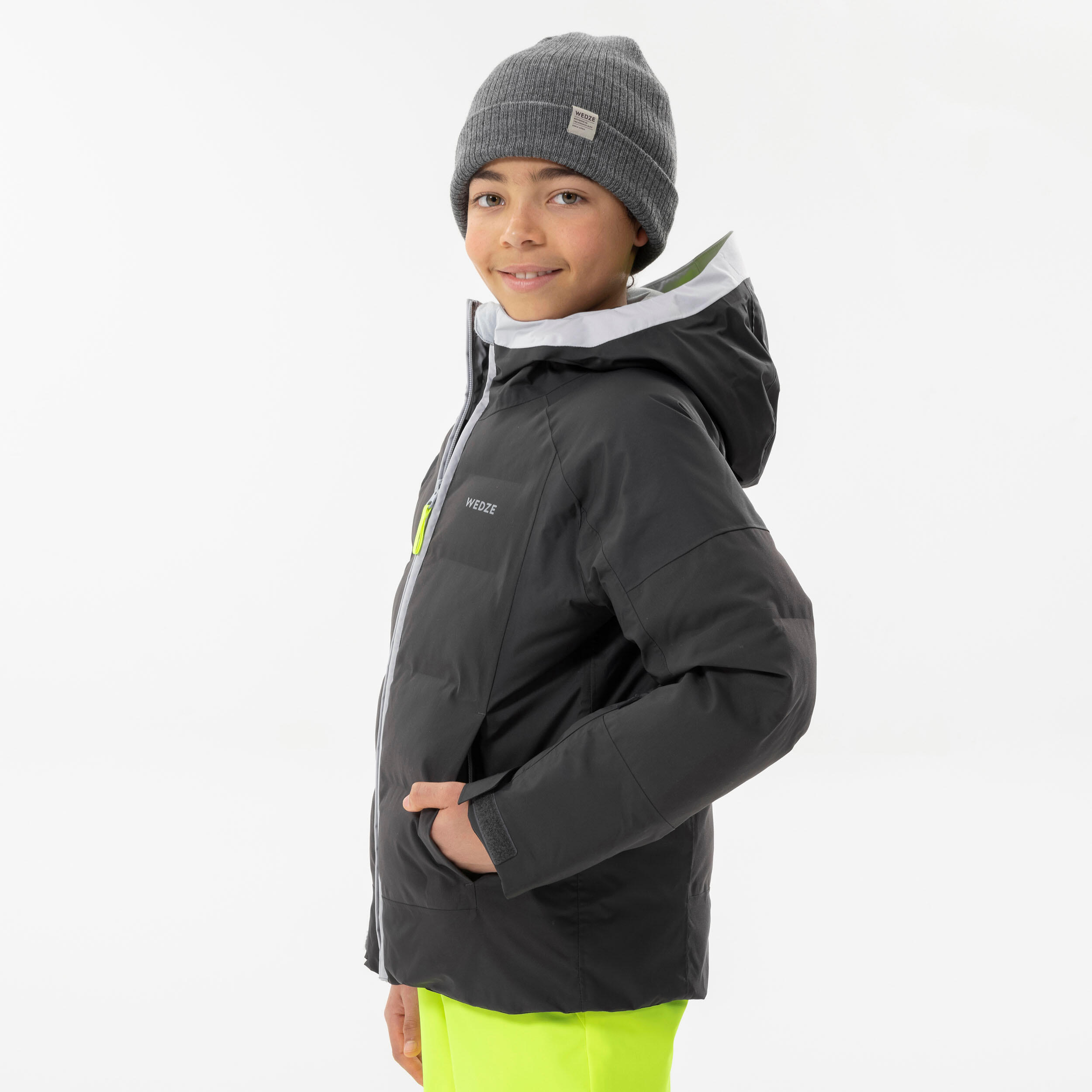 KIDS’ EXTRA WARM AND WATERPROOF PADDED SKI JACKET 580 WARM GREY 3/13