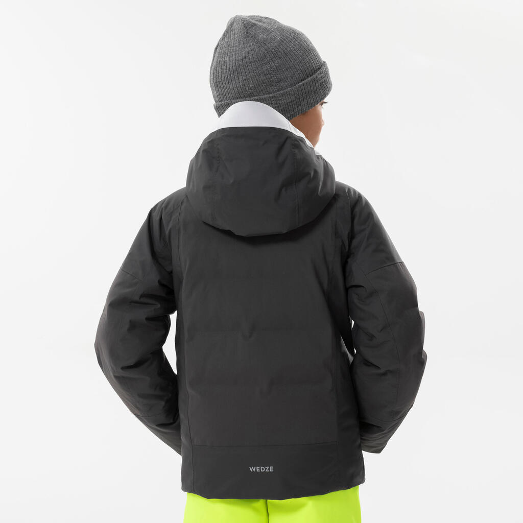 Bērnu silta un ūdensnecaurlaidīga, polsterēta slēpošanas jaka “580 Warm”, pelēka