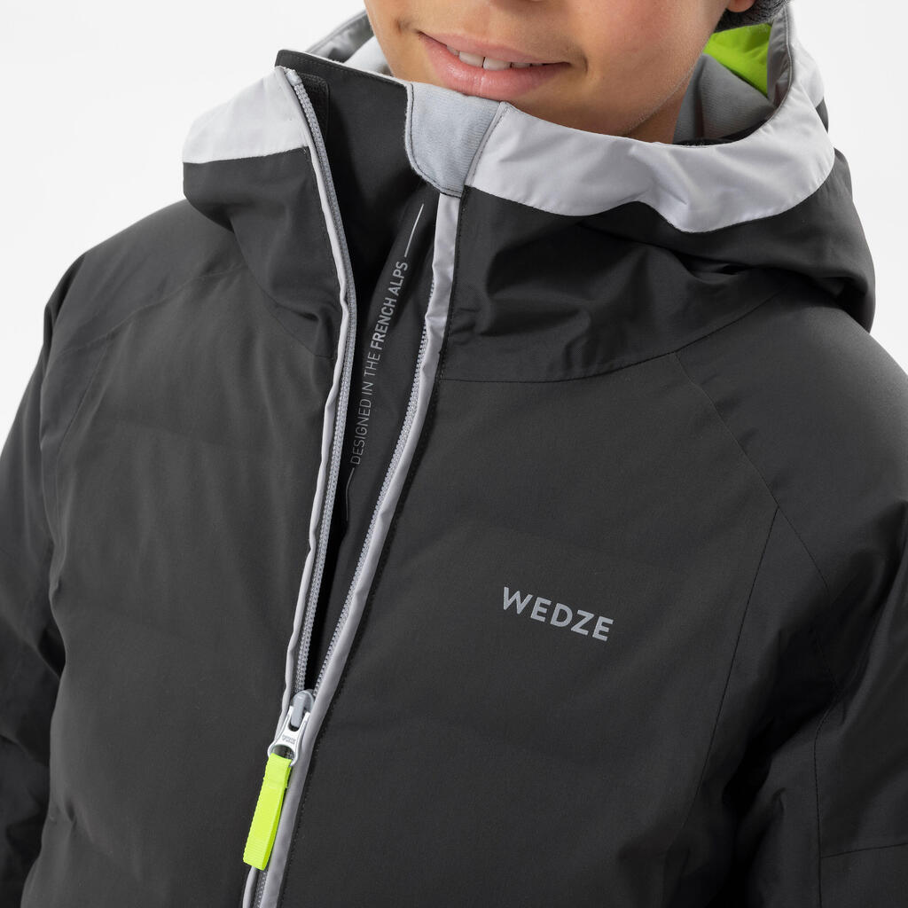 KIDS’ EXTRA WARM AND WATERPROOF PADDED SKI JACKET 580 WARM GREY