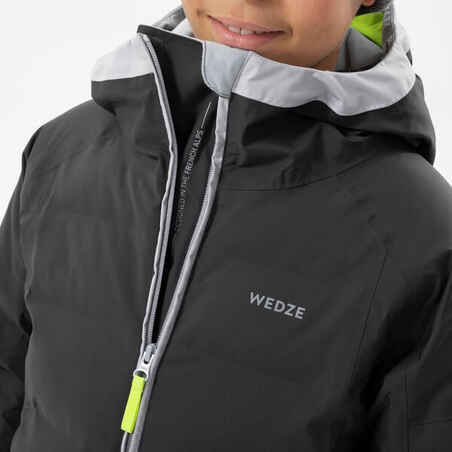 KIDS’ EXTRA WARM AND WATERPROOF PADDED SKI JACKET 580 WARM GREY