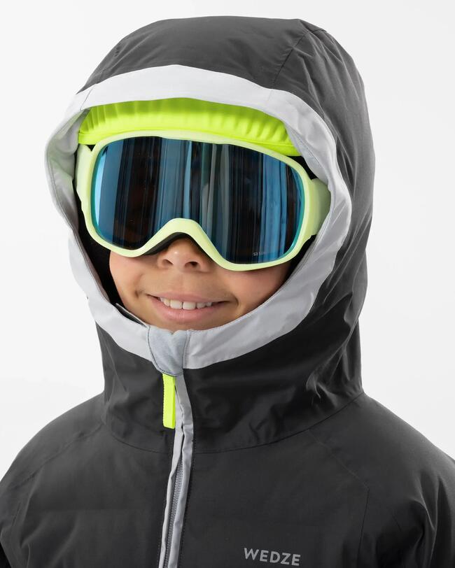 KIDS’ EXTRA WARM AND WATERPROOF PADDED SKI JACKET 580 WARM GREY