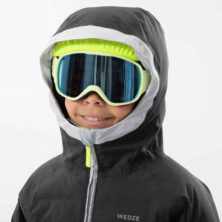 KIDS’ EXTRA WARM AND WATERPROOF PADDED SKI JACKET 580 WARM GREY