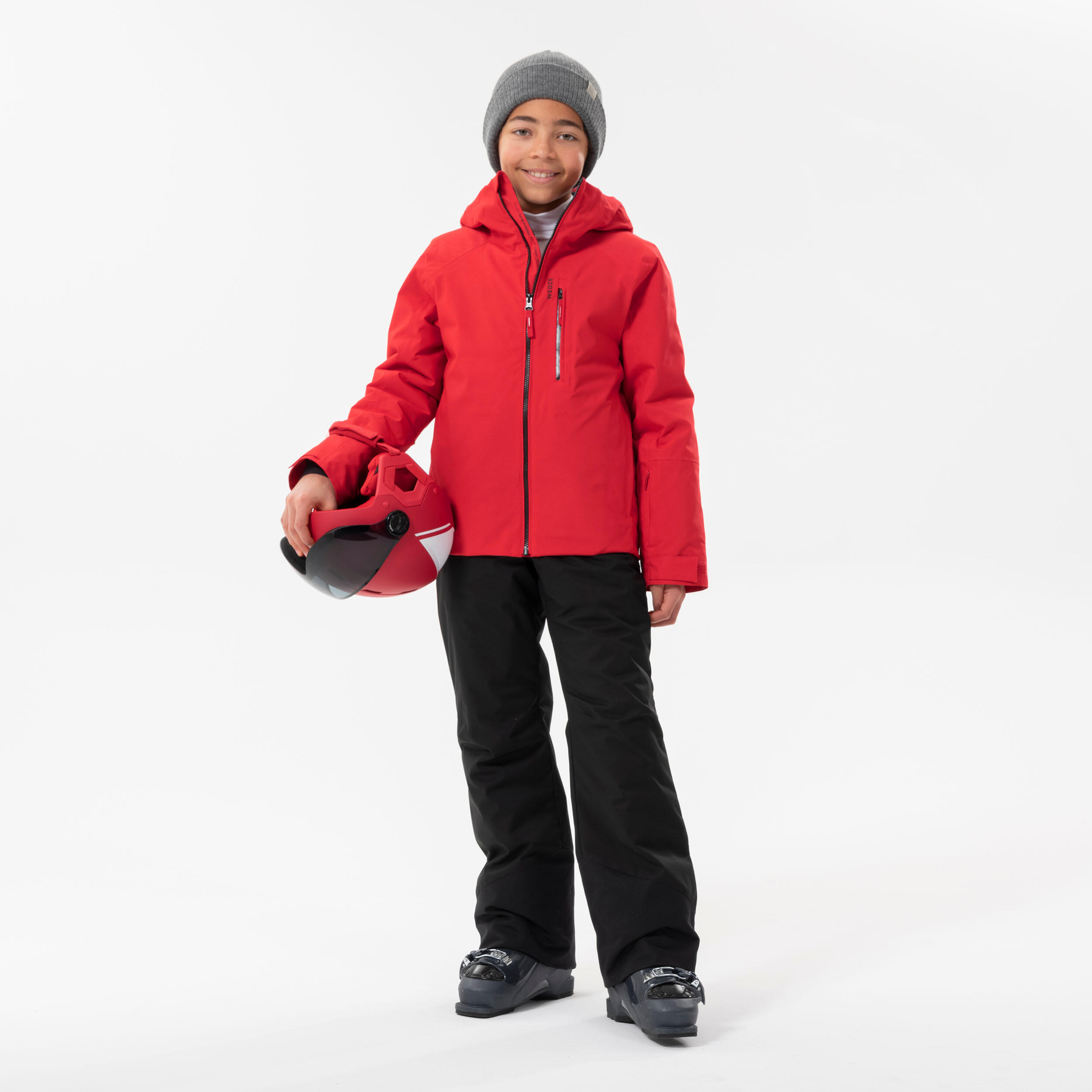 Warm, waterproof 550 children's ski jacket - red