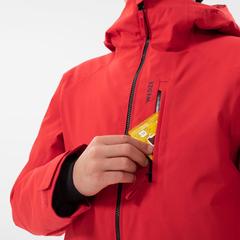 Veste de ski enfant chaude et imperméable 550 - rouge