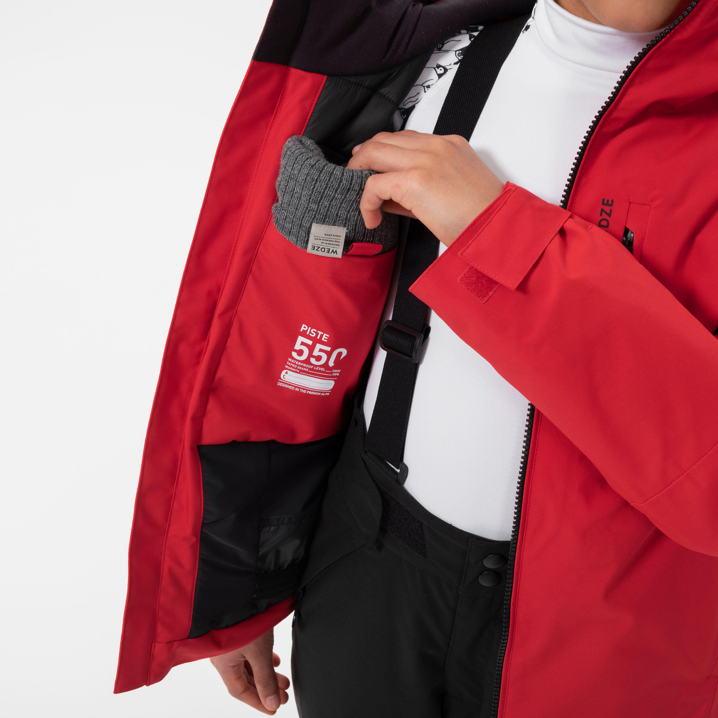 Kids’ Warm and Waterproof Ski Jacket 550 - Red 12/15