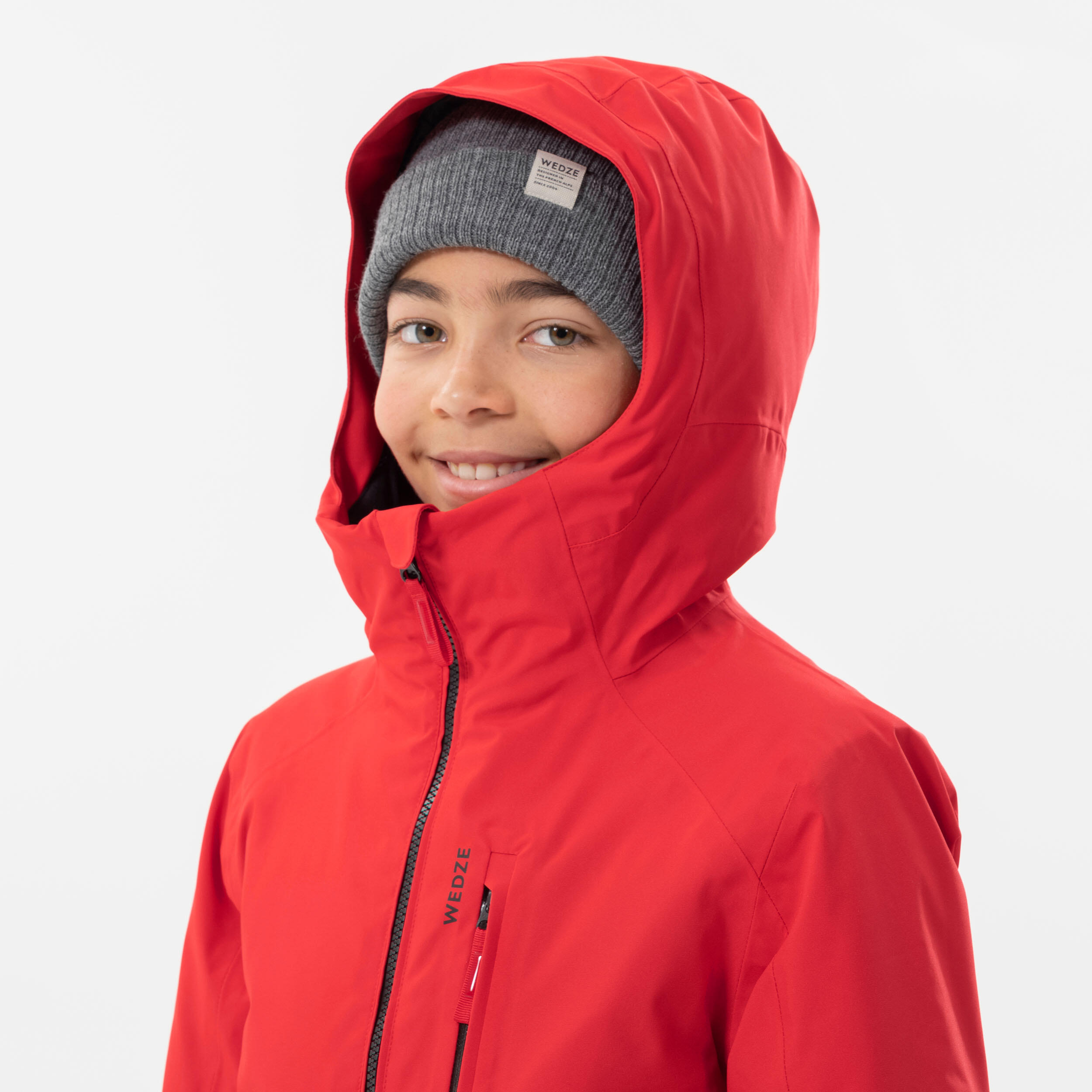 Warm, waterproof 550 children's ski jacket - red