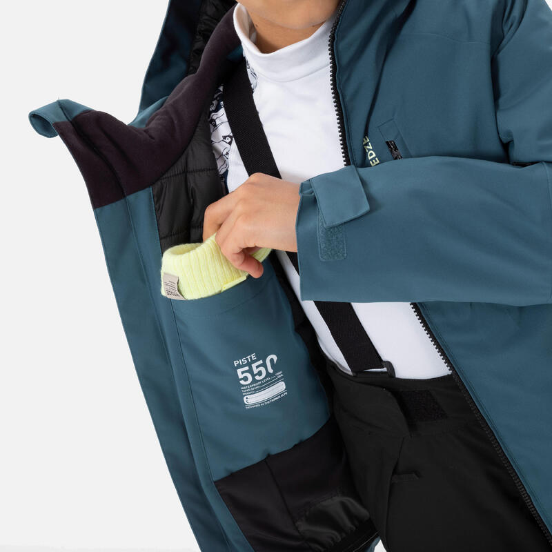 Veste de ski chaude et imperméable enfant 6-14 ans, SKI500 bleu