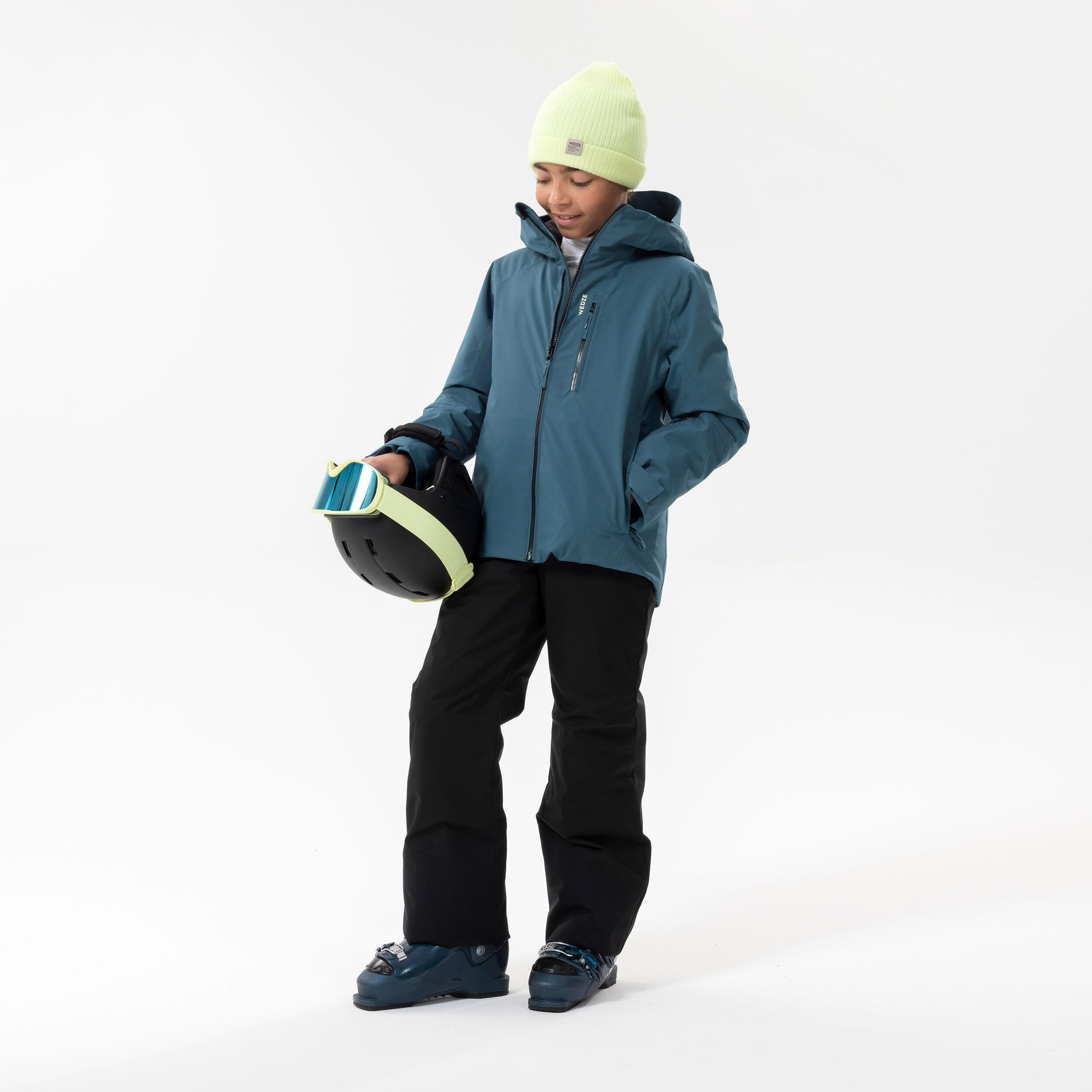Kids’ warm and waterproof ski jacket 550 - blue 13/14