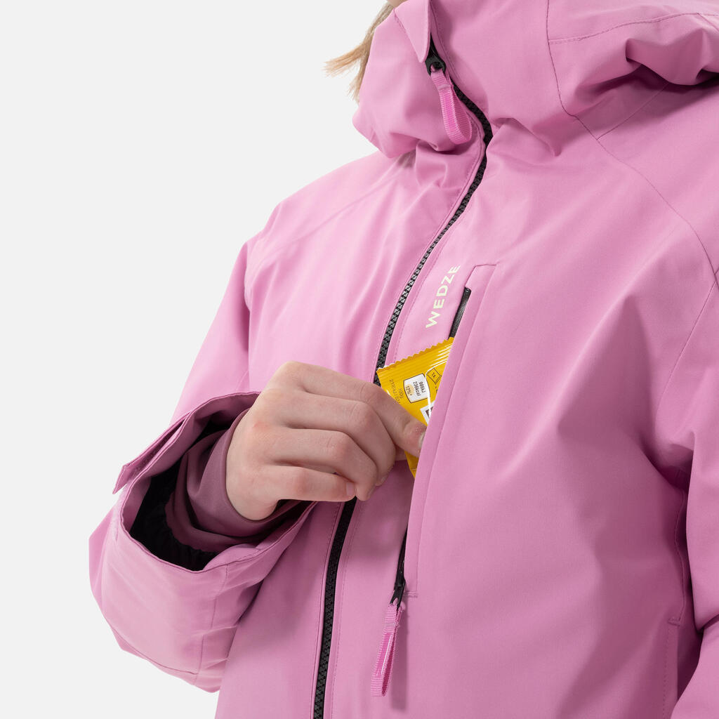 Roze dečja topla i vodootporna jakna za skijanje 550