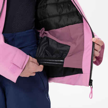 Παιδικό ζεστό και αδιάβροχο μπουφάν για σκι 550 - Ροζ