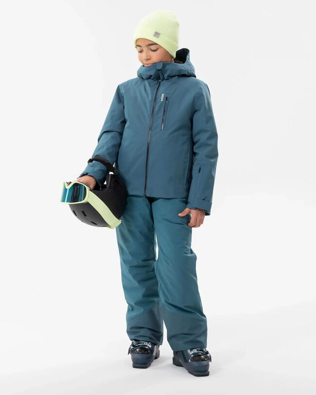 CHILDREN'S WARM AND WATERPROOF SKI TROUSERS -500 PNF-DENIM BLUE