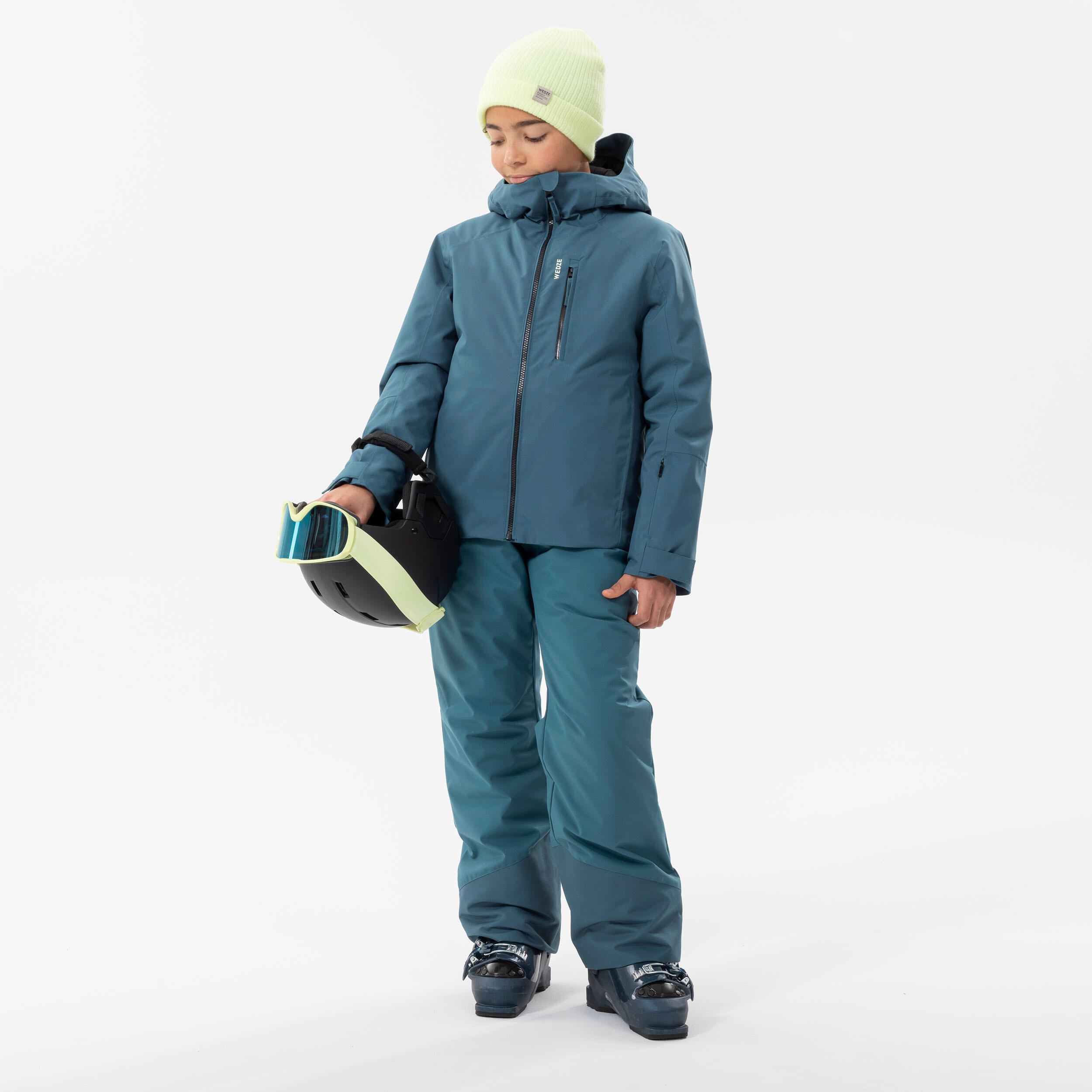 CHILDREN'S WARM AND WATERPROOF SKI TROUSERS  -500 PNF-DENIM BLUE  13/15