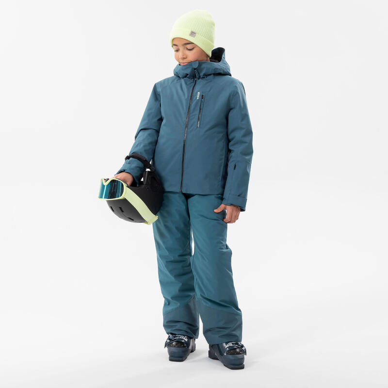 CHILDREN'S WARM AND WATERPROOF SKI TROUSERS -500 PNF-DENIM BLUE 