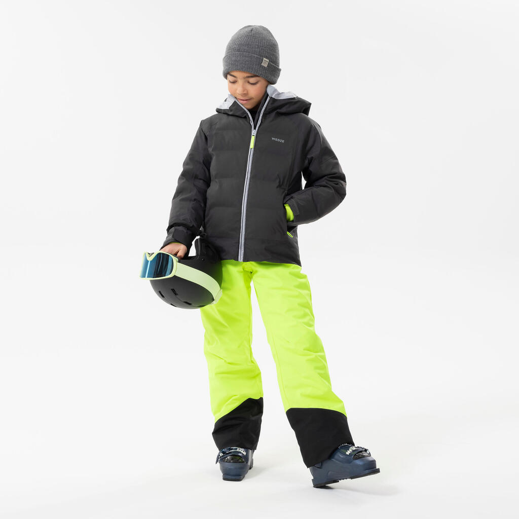 Detské lyžiarske nohavice PNF 500 nepremokavé s trakmi čierne