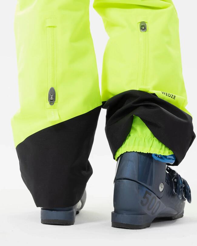 KIDS’ WARM AND WATERPROOF SKI TROUSERS - 500 FLUO YELLOW