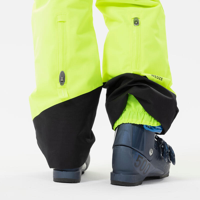 CALÇAS DE SKI CRIANÇA QUENTES E IMPERMEÁVEIS - PNF - 500 AMARELO FLUORESCENTE