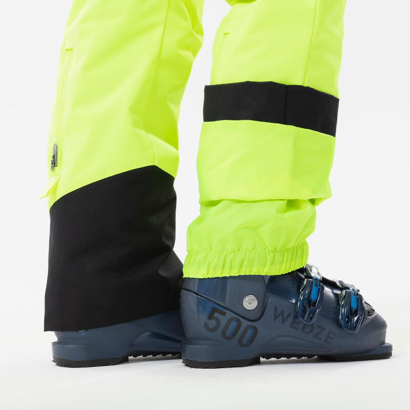 Pantalon de ski chaud et imperméable enfant 6-14 ans, 500 PNF jaune fluo