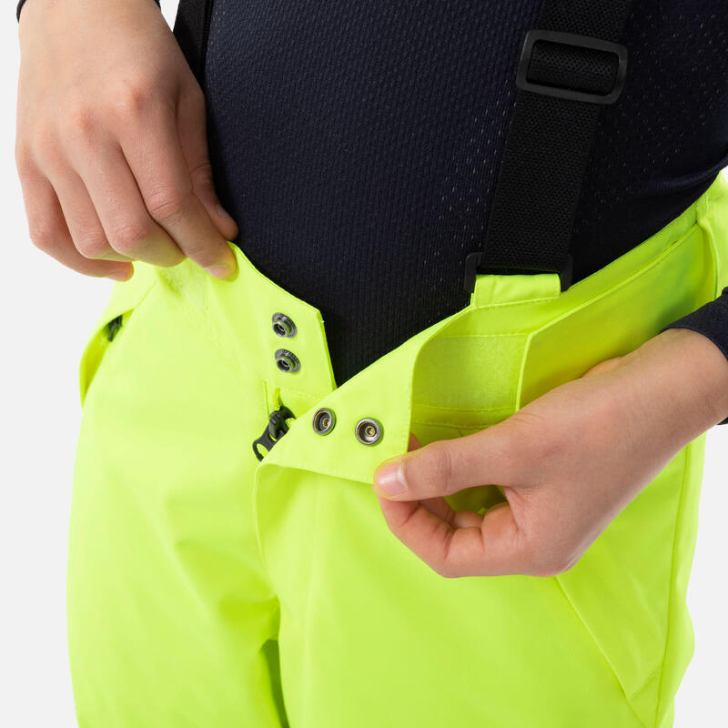 Pantalon de ski chaud et imperméable enfant 6-14 ans, 500 PNF jaune fluo