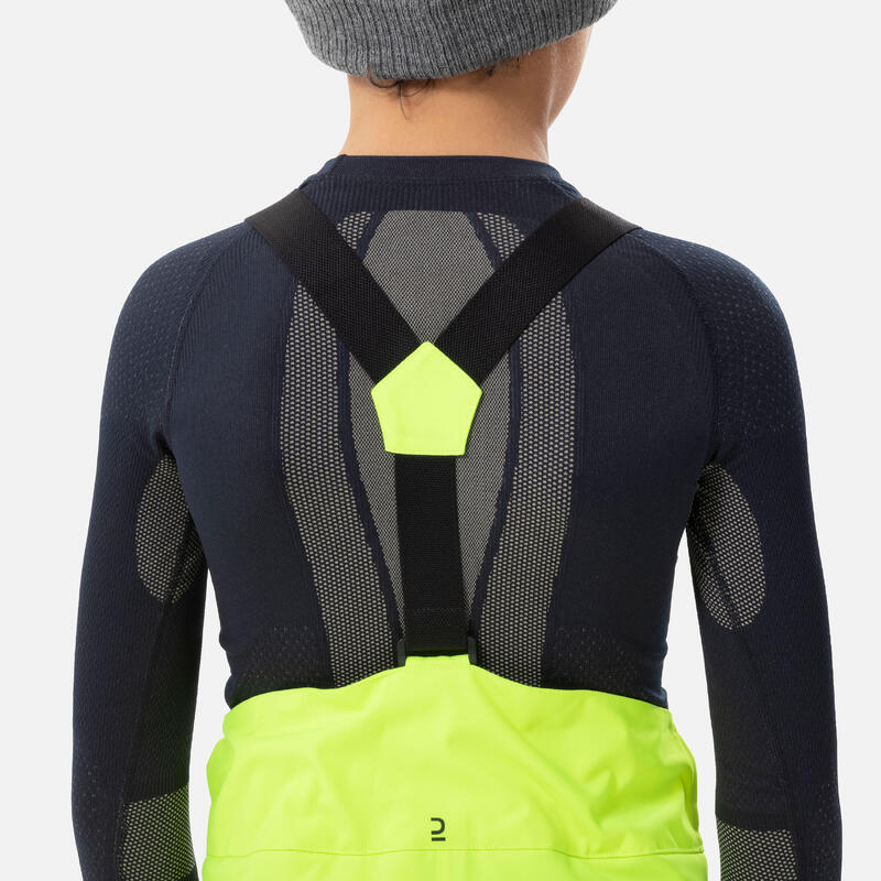 Pantalon de ski chaud et imperméable enfant 6-14 ans, 500 PNF jaune fluo