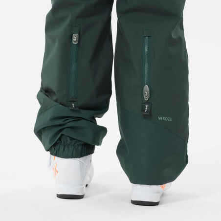 KIDS’ WARM AND WATERPROOF SKI TROUSERS  -500 PNF-GREEN PINE