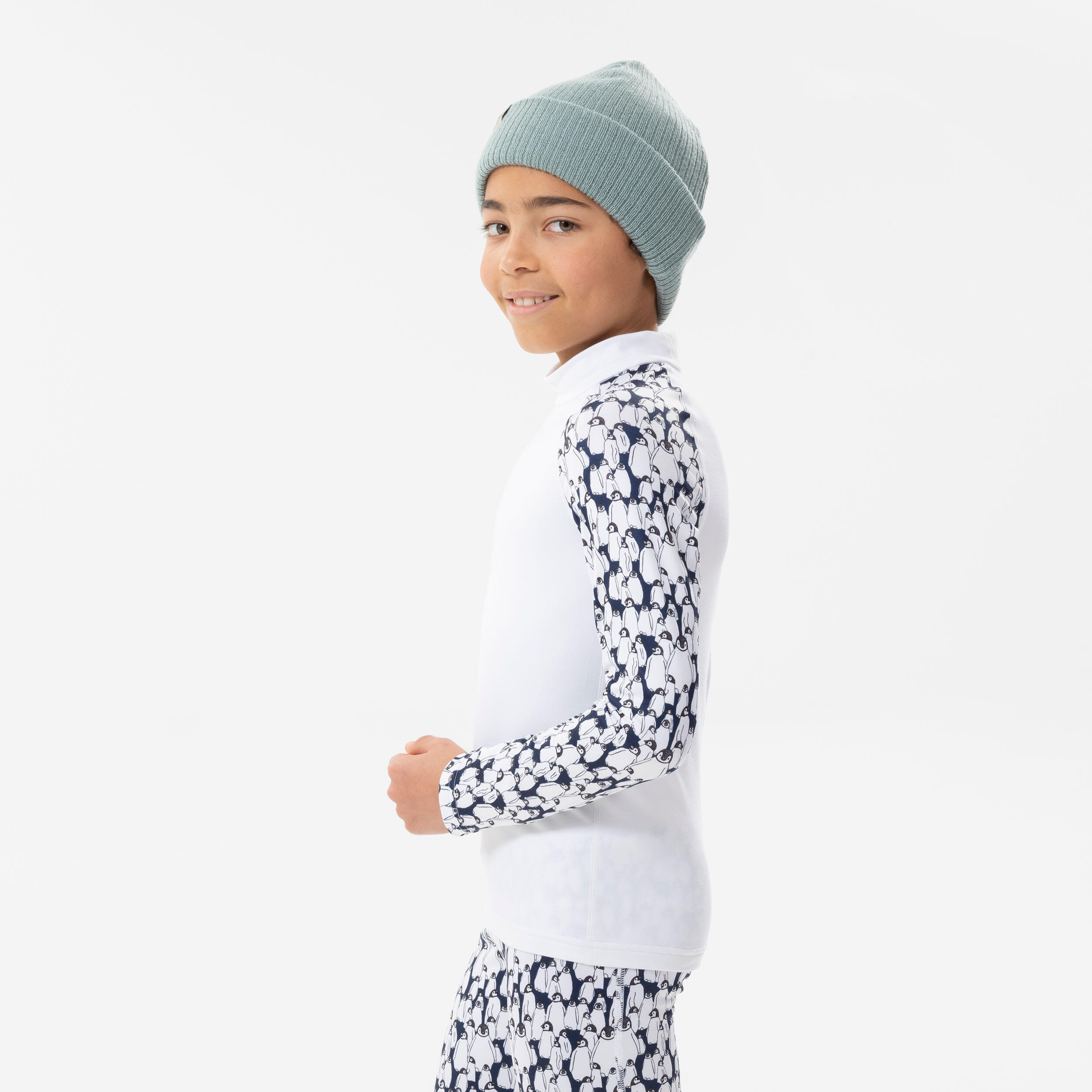 Kids’ thermal ski base layer - BL500 -  penguin pattern