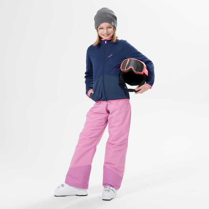Jachetă interioară cu fermoar schi/snowboard 500 Albastru Copii