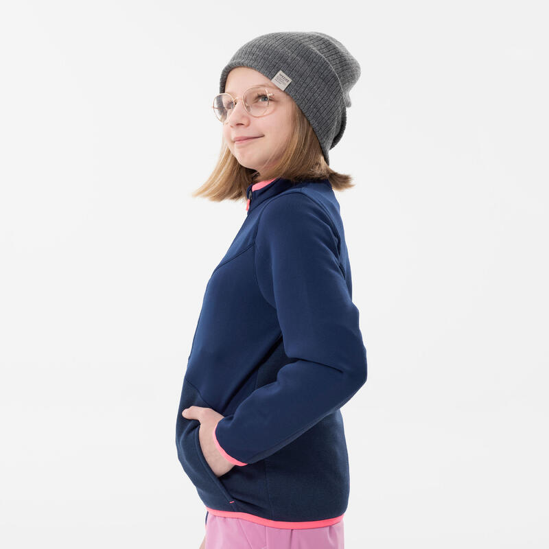 Jachetă interioară cu fermoar schi/snowboard 500 Albastru Copii