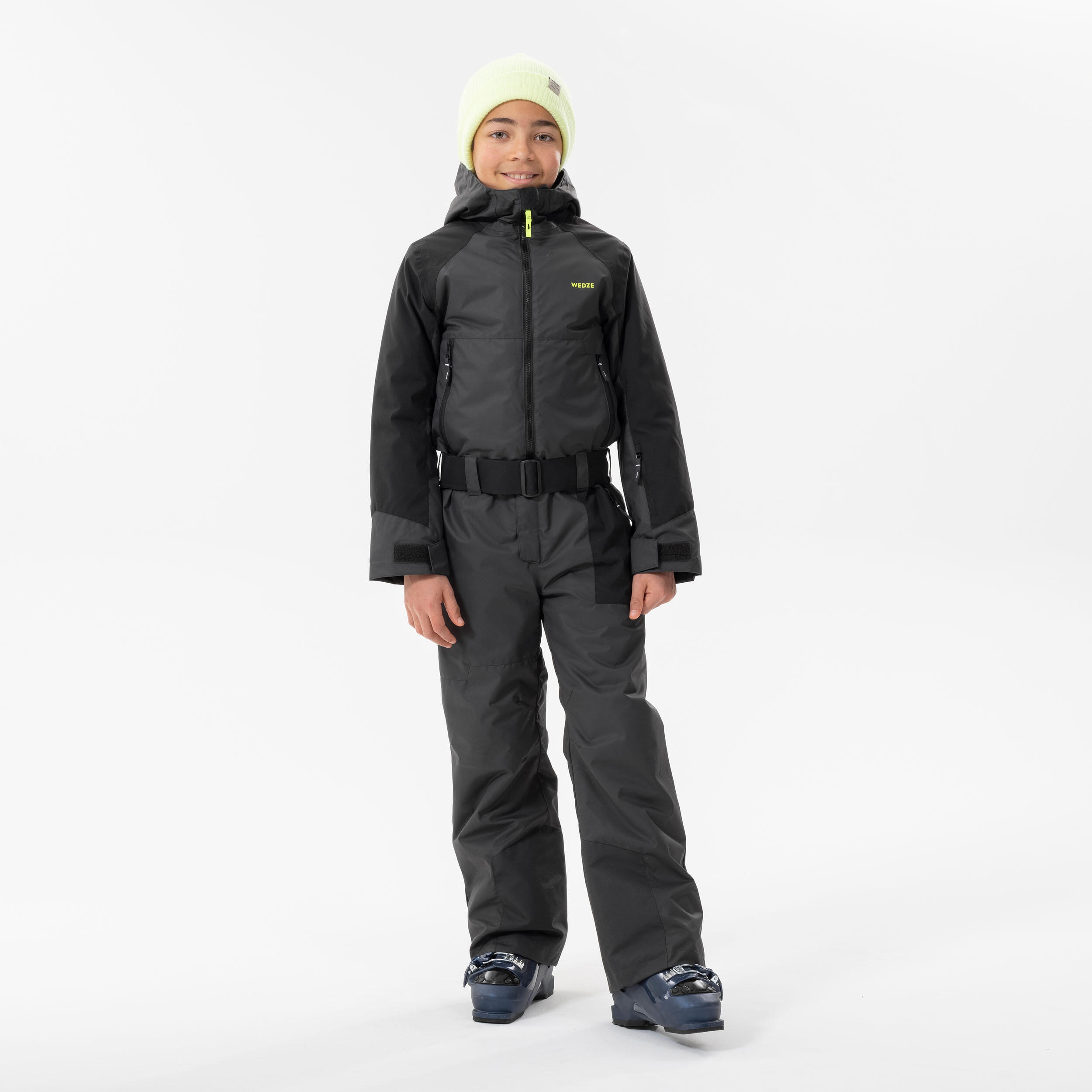 WARM, WATERPROOF CHILDREN'S SKI SUIT 500 GREY