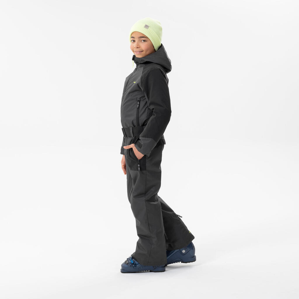 KIDS’ WARM AND WATERPROOF SKI SUIT 500 GREY