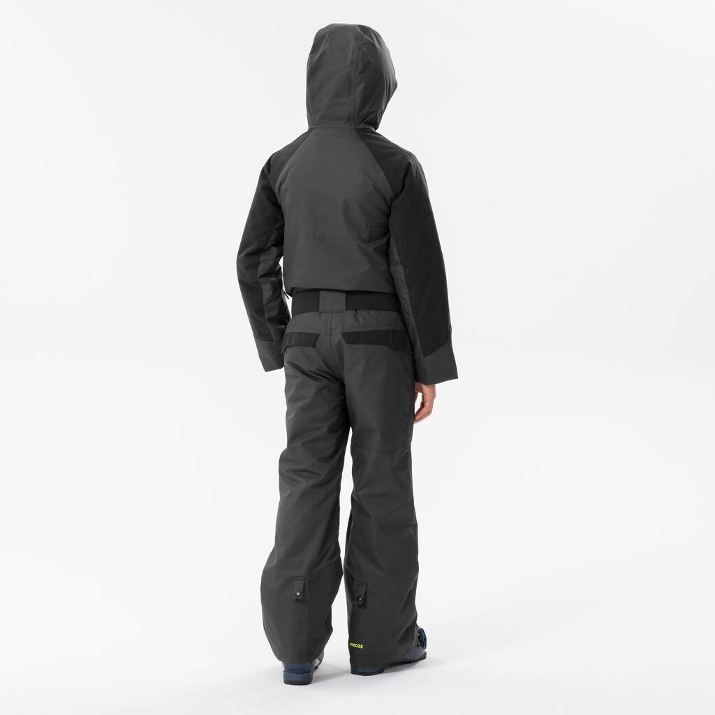 KIDS’ WARM AND WATERPROOF SKI SUIT 500 GREY