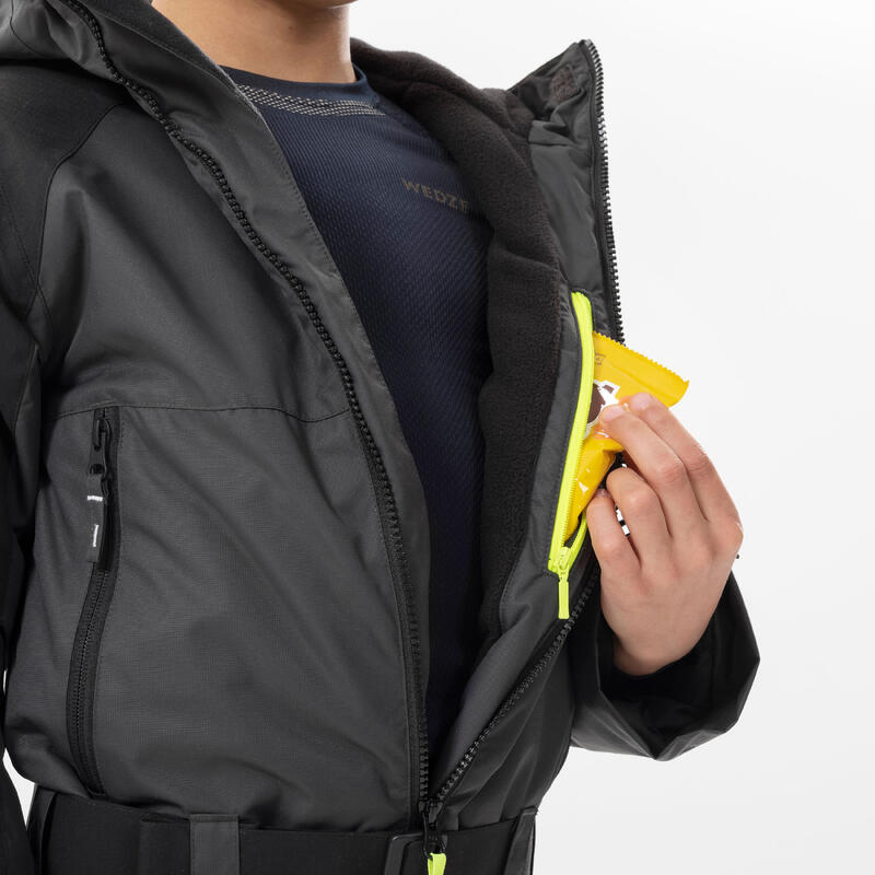 MONO DE ESQUÍ NIÑOS CÁLIDO E IMPERMEABLE 500 GRIS 