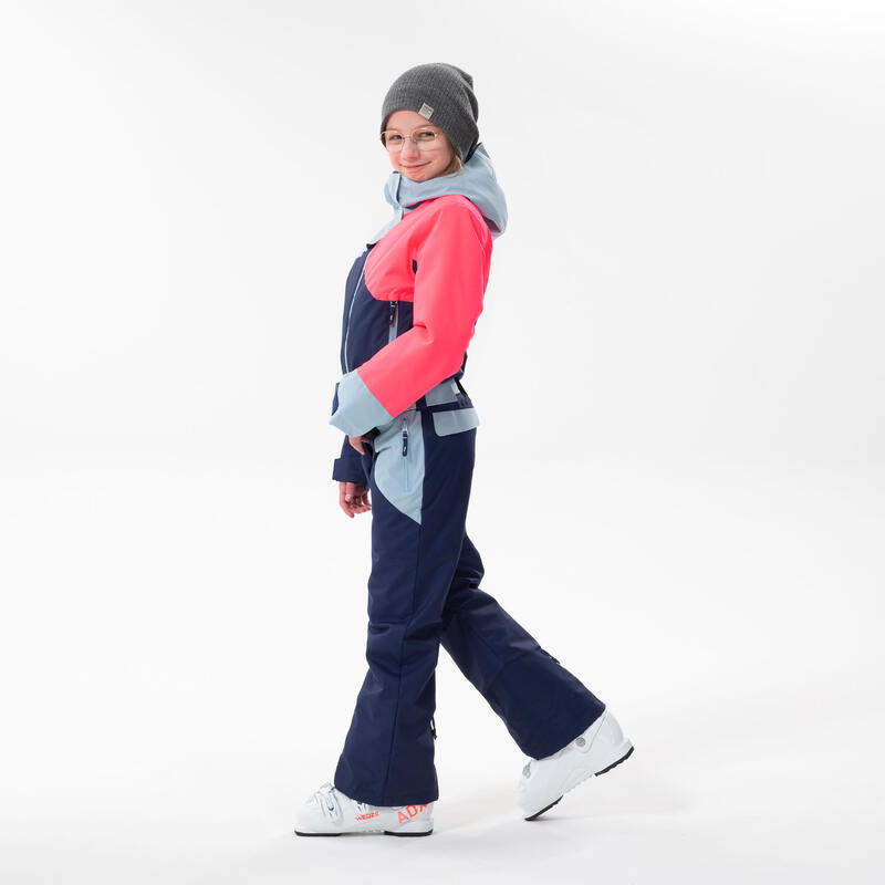 COMBINAISON DE SKI ENFANT CHAUDE ET IMPERMEABLE 500 ROSE ET BLEU