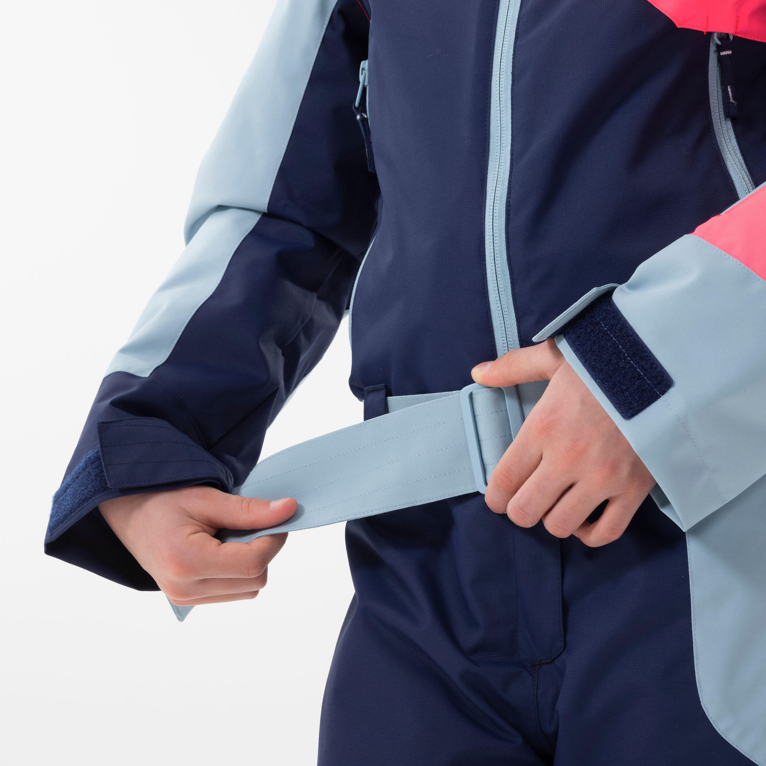 KIDS’ WARM AND WATERPROOF SKI SUIT 500 PINK AND BLUE 5/11