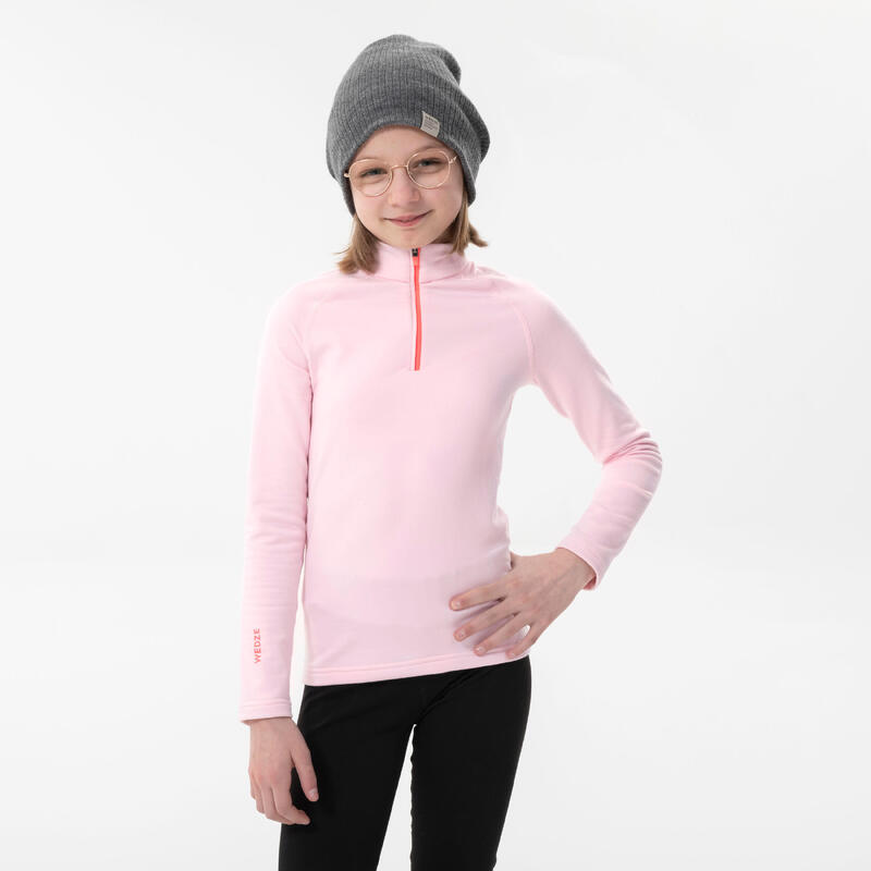 Camiseta térmica interior de esquí y nieve Niños 4-14 años Wedze BL 500 rosa