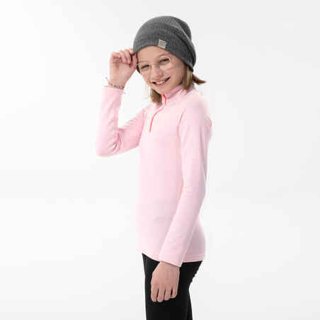 Kids’ Ski Base Layer 1/2 Zip Top - BL 500 - Pink