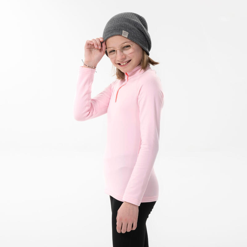 Sous-vêtement thermique de ski enfant - BL 500 1/2 zip haut - rose