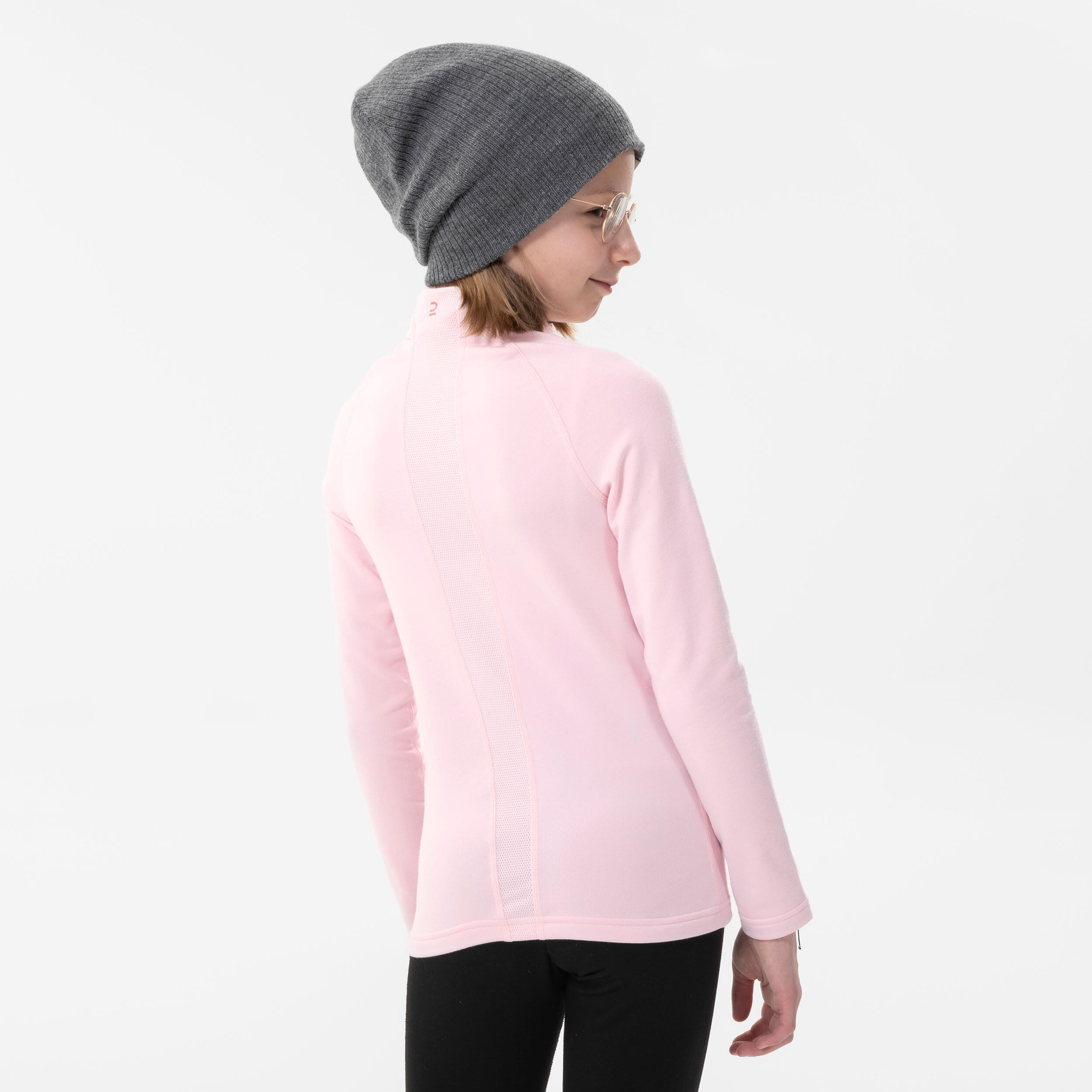 Kids’ Ski Base Layer 1/2 Zip Top - BL 500 - Pink 4/7