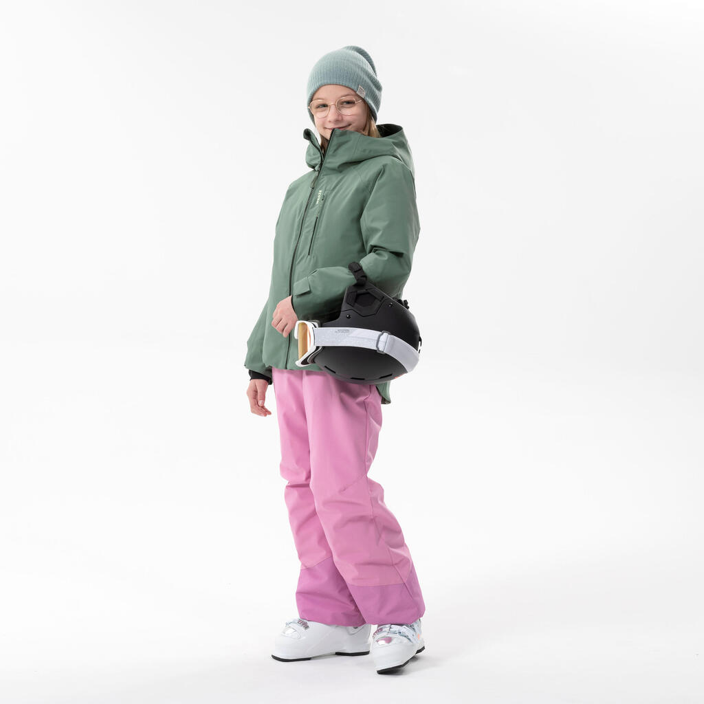 KIDS’ WARM AND WATERPROOF SKI TROUSERS  - 500 PNF - PINK 
