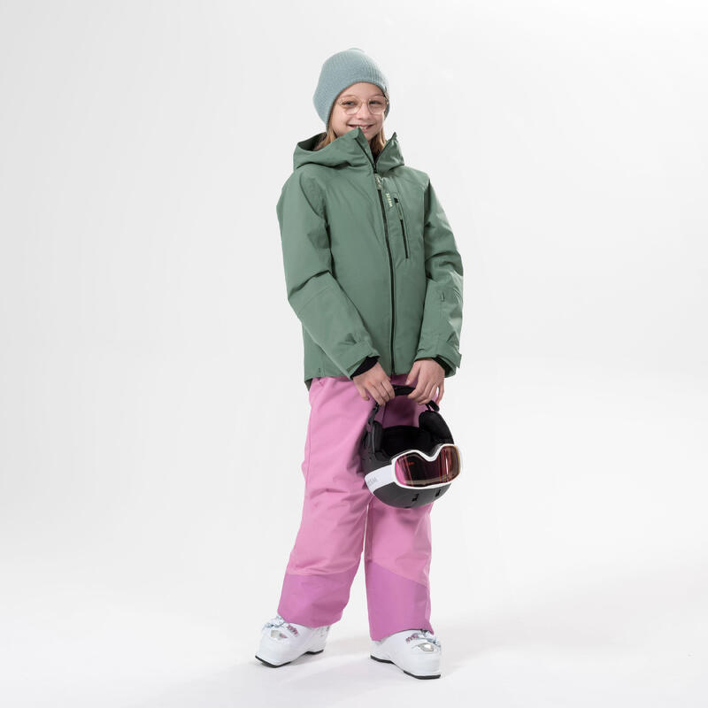 Warme en waterdichte skibroek voor kinderen 500 PNF roze