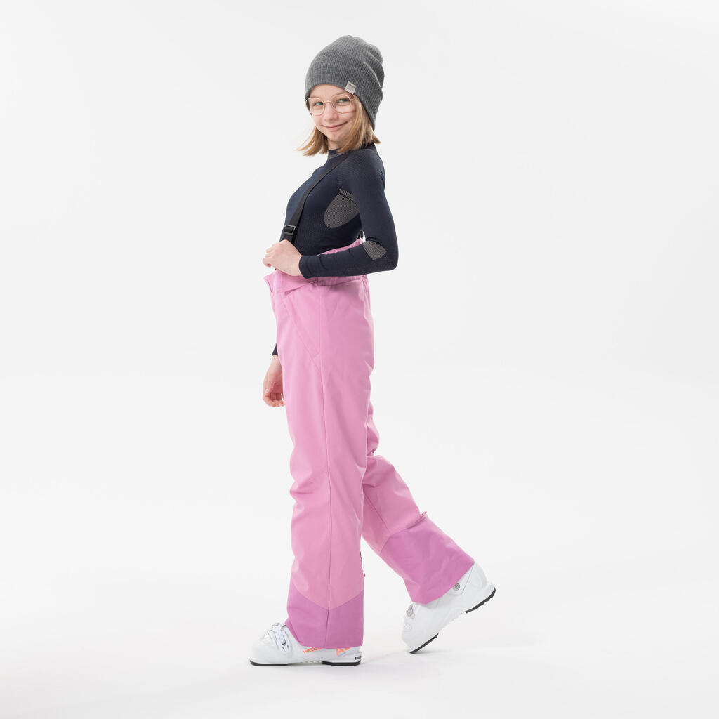 PANTALÓN DE SKI NIÑOS CÁLIDO E IMPERMEABLE 500 PNF ROSADO 