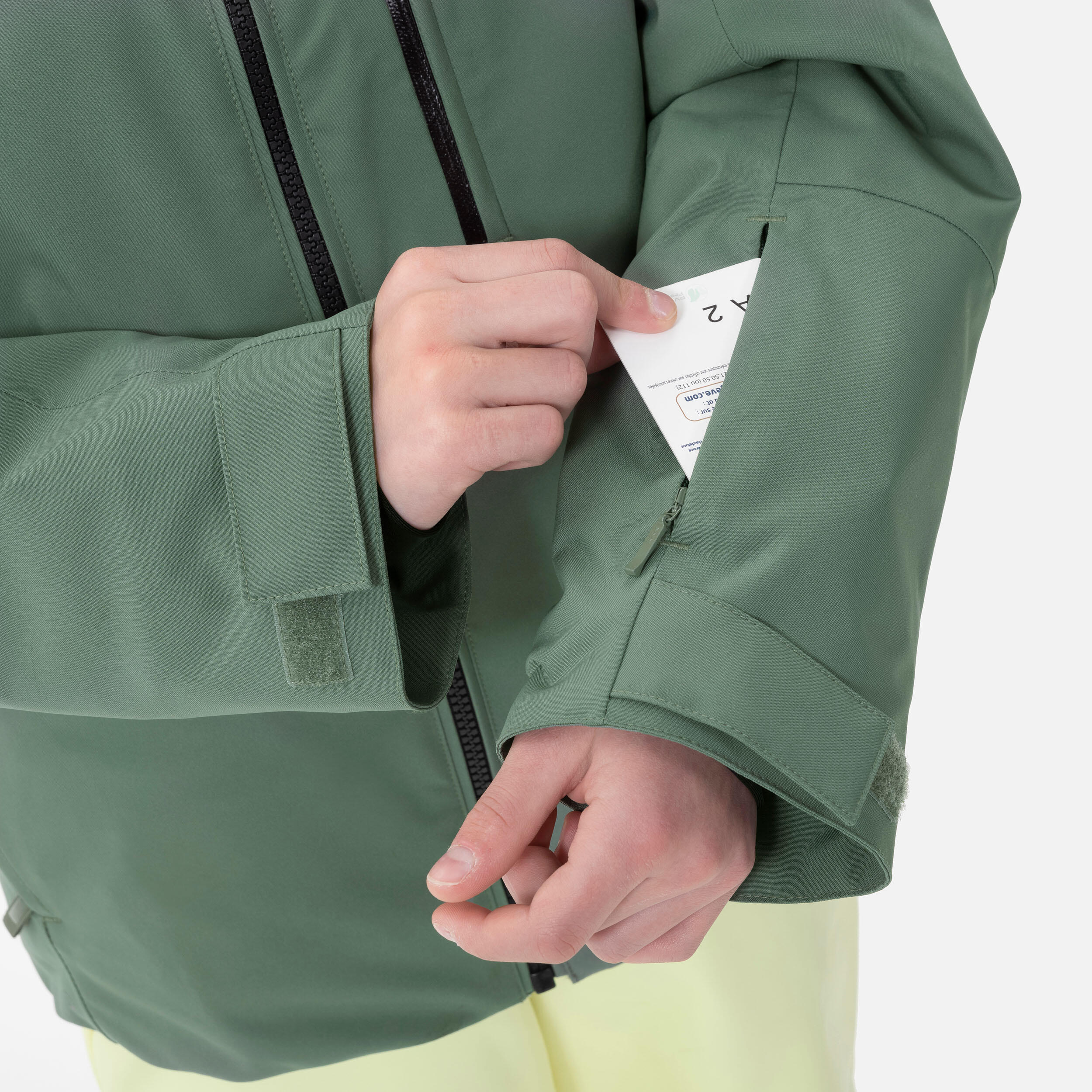 Giacca sci bambino 550 verde oliva 7/28