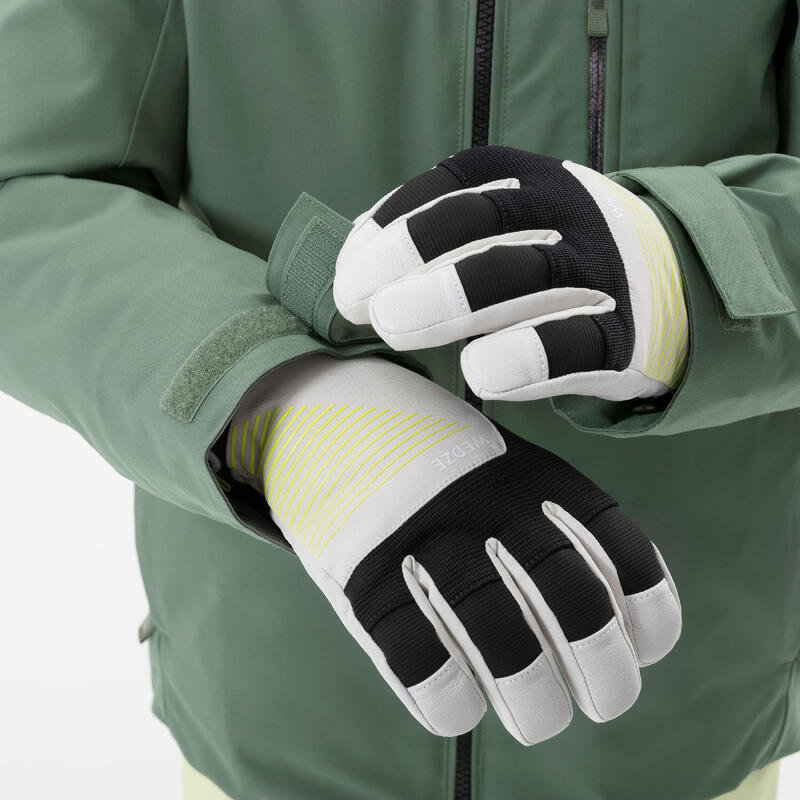 Veste de ski chaude et imperméable enfant 6-14 ans, 550 kaki