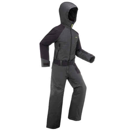 KIDS’ WARM AND WATERPROOF SKI SUIT 500 GREY