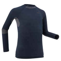 KIDS’ SKI BASE LAYER TOP - BL 500 SEAMLESS - BLUE & SAND