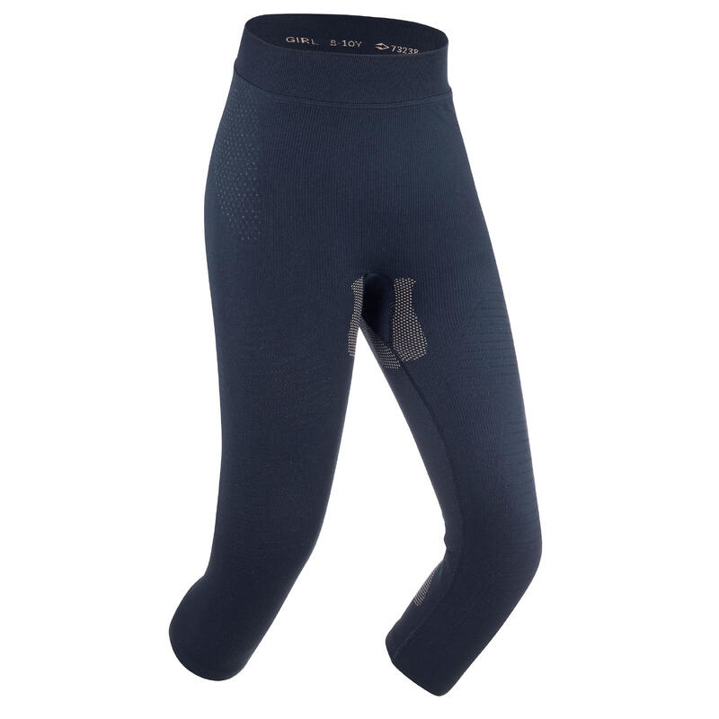 Kinderthermobroek voor skiën BL 500 seamless blauw/zandkleur