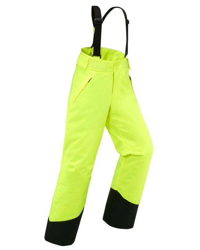 KIDS’ WARM AND WATERPROOF SKI TROUSERS - 500 FLUO YELLOW