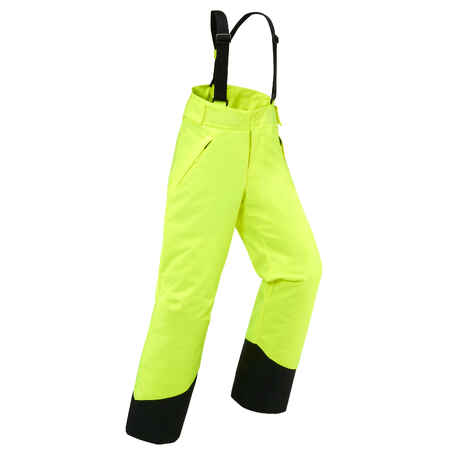 Skijaške hlače 500 tople i vodootporne dječje fluorescentno ružičaste