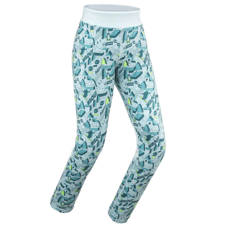 Kids Ski Base Layer Bottom BL 500 Route Pattern Decathlon