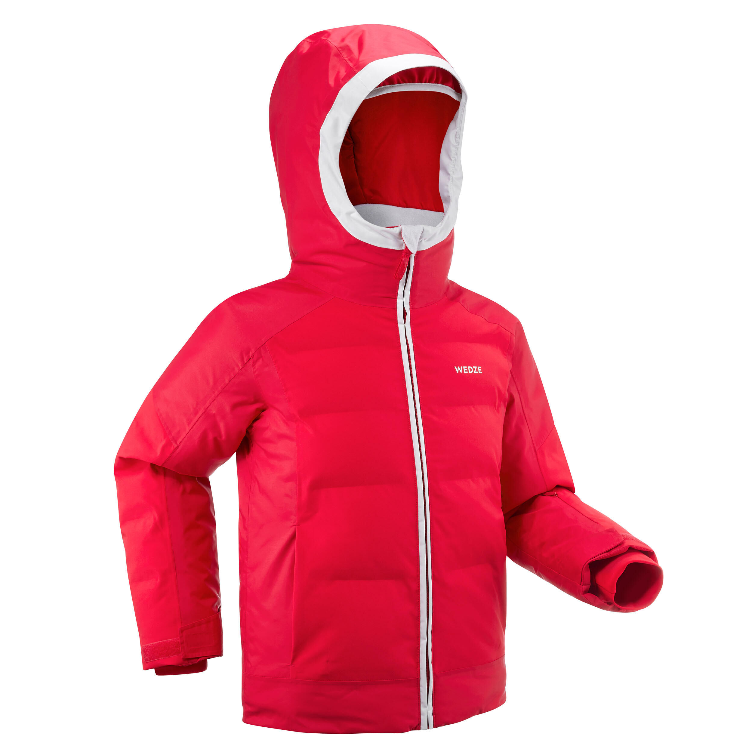 WEDZE KIDS’ EXTRA WARM AND WATERPROOF PADDED SKI JACKET - 580 WARM RED